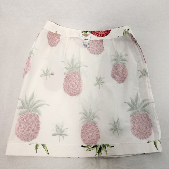 TALBOTS Stretch Preppy Ivory Tropical Pineapple Skirt Size Petites 8 LIKE NEW! - Picture 8 of 16